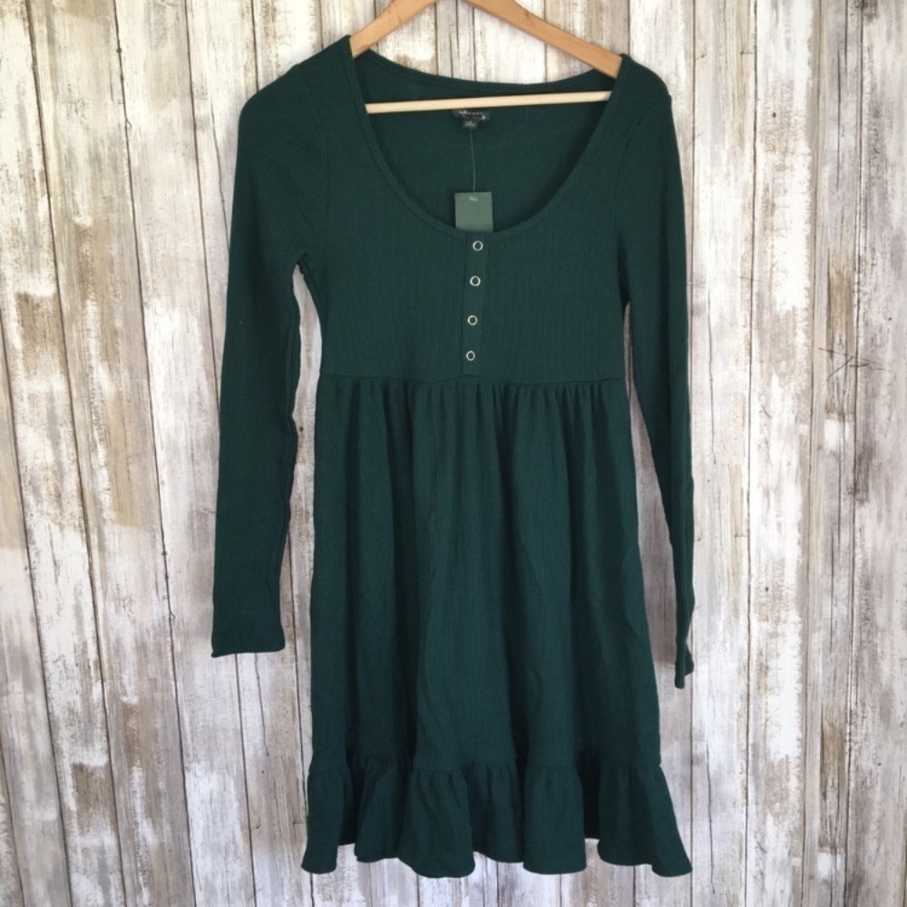 NWT Wild Fable Green Button Dress - Picture 2 of 4